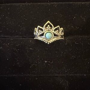 Silver Turquoise Crown Ring